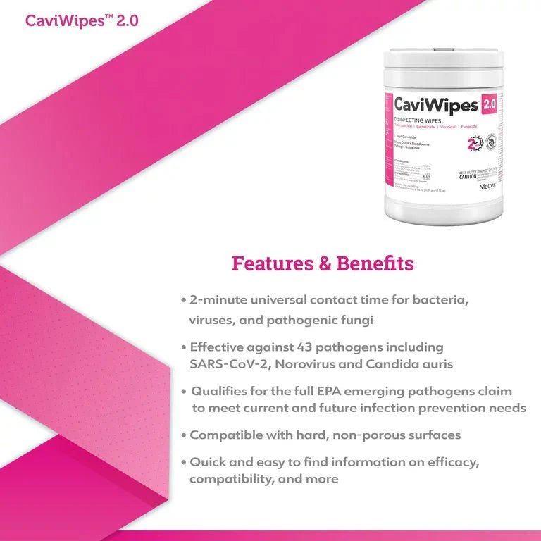 CaviWipes 2.0 Surface Disinfectant Wipes 6" x 7", 160 count - SkinHealthMD Advanced Skincare