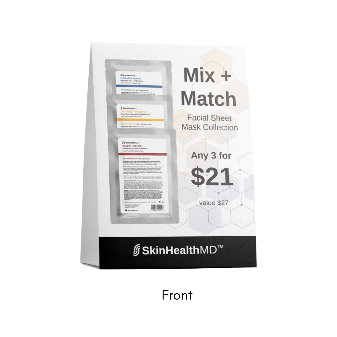 SkinHealthMD Mask Collection POS Retail Promotional Tent Card (2 sided, 2 promos) - SkinHealthMD Advanced Skincare