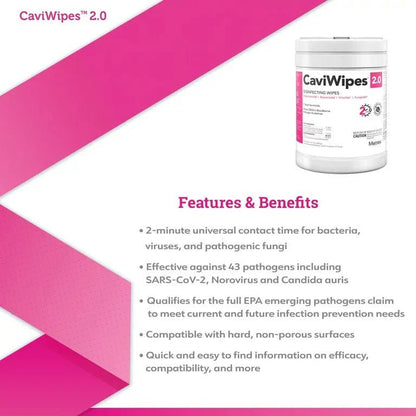 CaviWipes 2.0 Surface Disinfectant Wipes 6" x 7", 160 count - SkinHealthMD Advanced Skincare