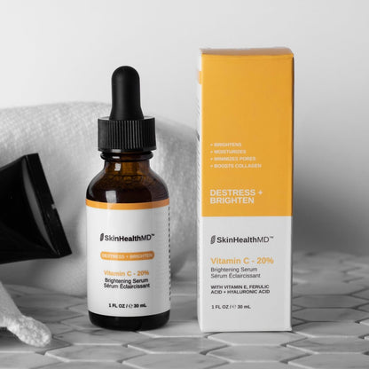 SkinHealthMD Vitamin C 20% Brightening Serum | Destress + Brighten Series (1 oz/30ml)